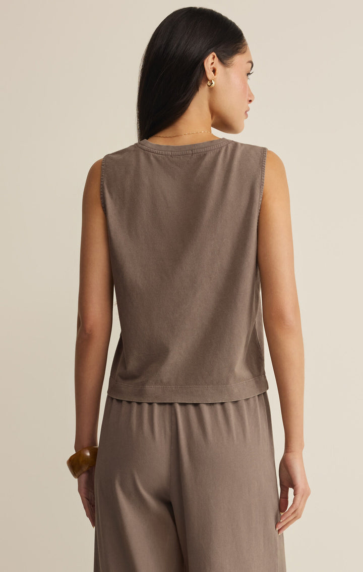 SLOANE JERSEY MUSCLE TANK - BROWN