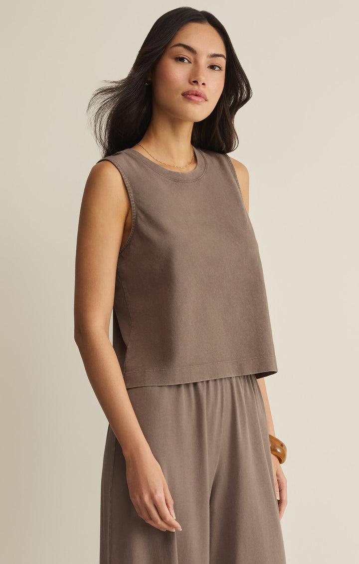 SLOANE JERSEY MUSCLE TANK - BROWN