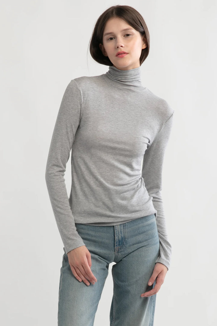 Ultra Stretch Tencel High Neck Top- GREY