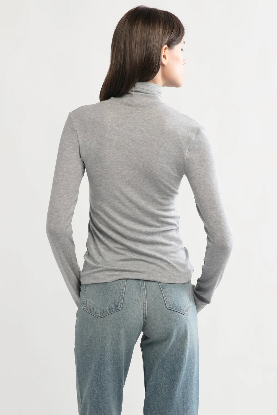 Ultra Stretch Tencel High Neck Top- GREY
