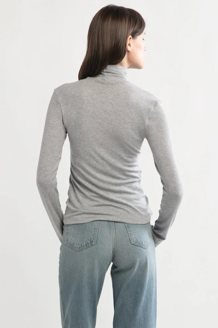 Ultra Stretch Tencel High Neck Top- GREY