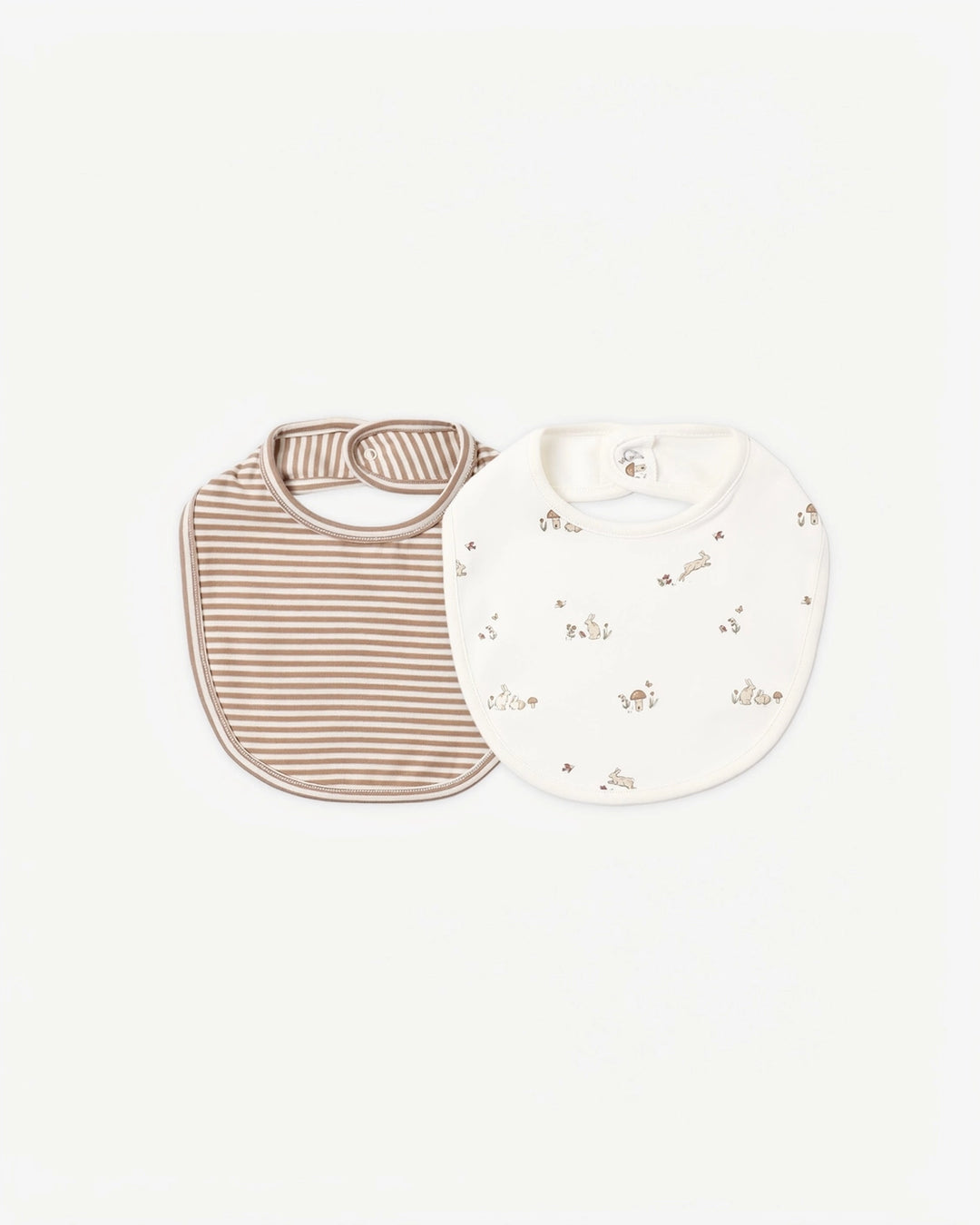 JERSEY SNAP BIB - BUNNIES & ALMOND STRIPE