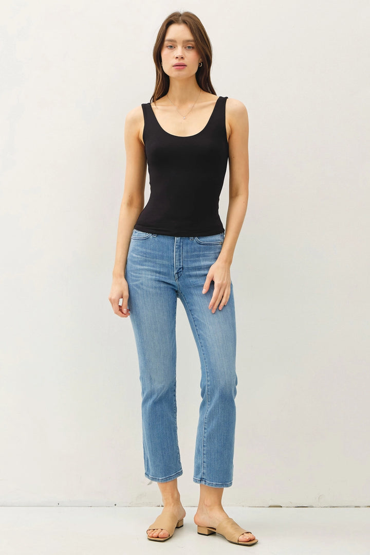 SOFTY SCOOP NECK TANK - BLACK