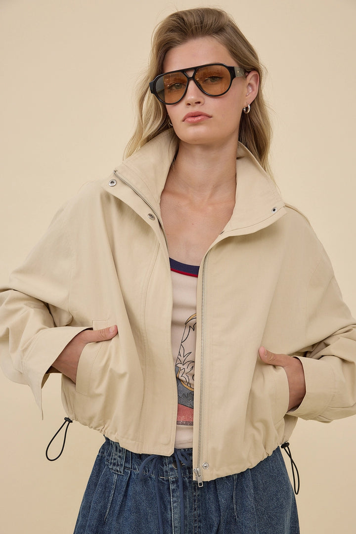 STAND COLLAR CROPPED JACKET