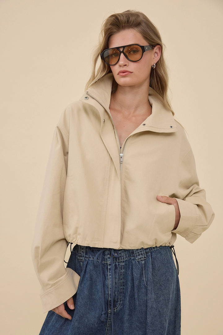 STAND COLLAR CROPPED JACKET