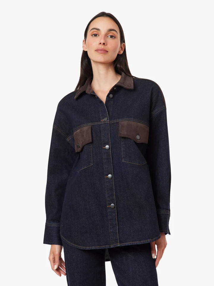 BLAINE SUEDE MIX DENIM SHIRT