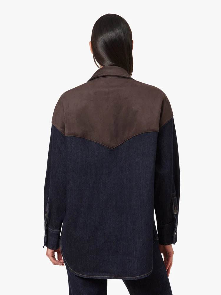 BLAINE SUEDE MIX DENIM SHIRT