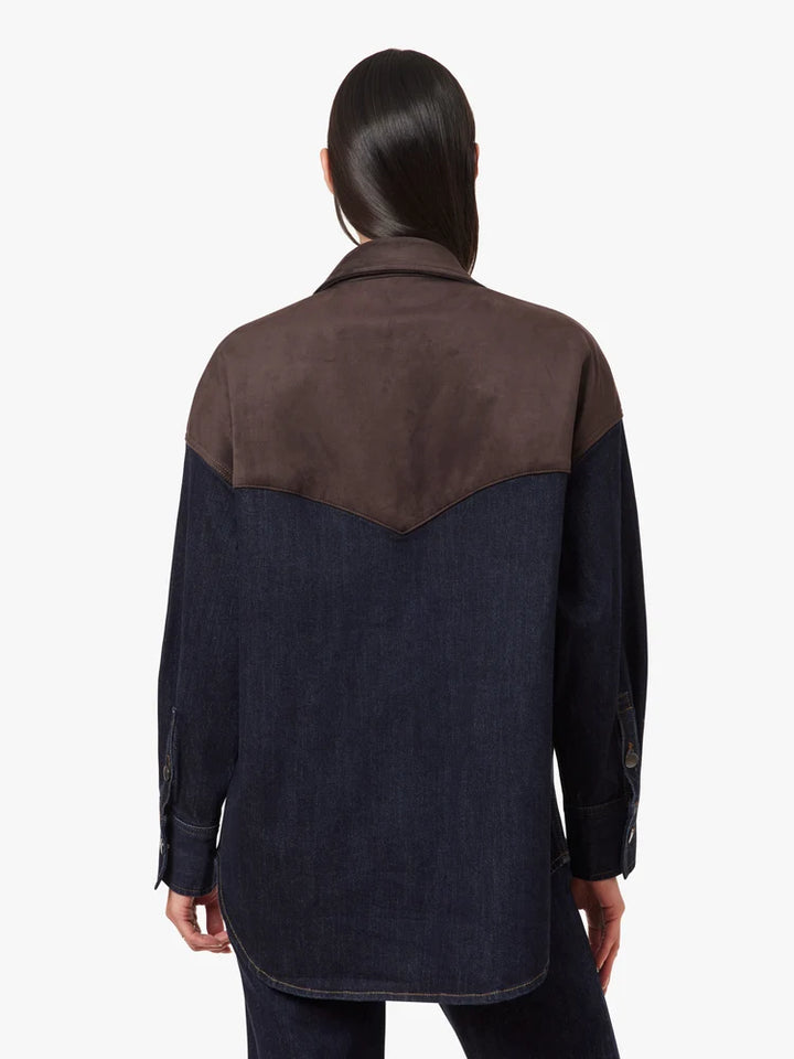 BLAINE SUEDE MIX DENIM SHIRT