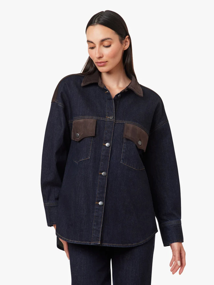 BLAINE SUEDE MIX DENIM SHIRT