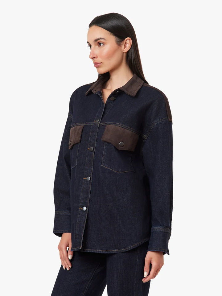 BLAINE SUEDE MIX DENIM SHIRT