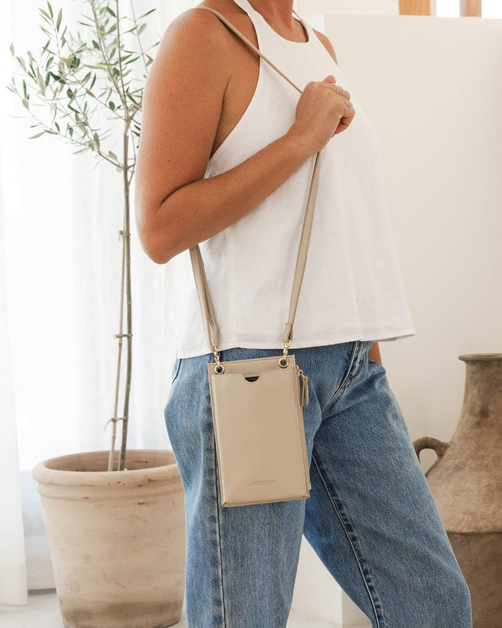 SUKI RFID PHONE POUCH - ALMOND