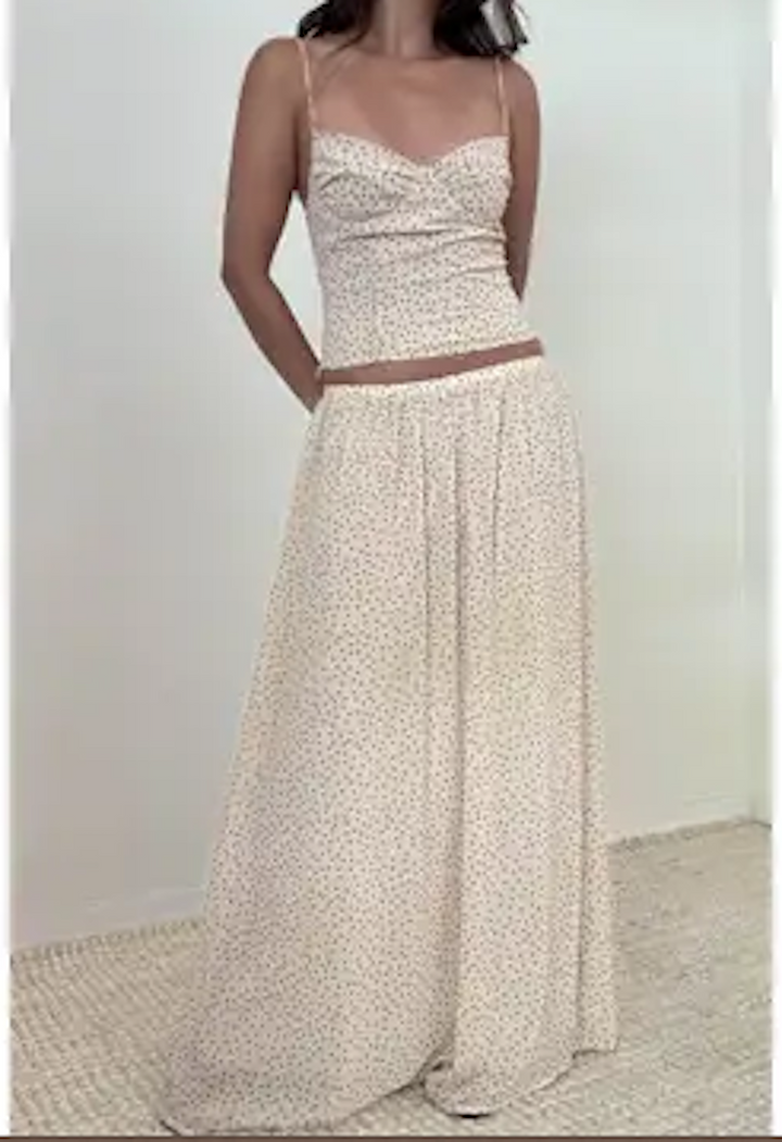 POLKA DOT CHIFFON MAXI SKIRT