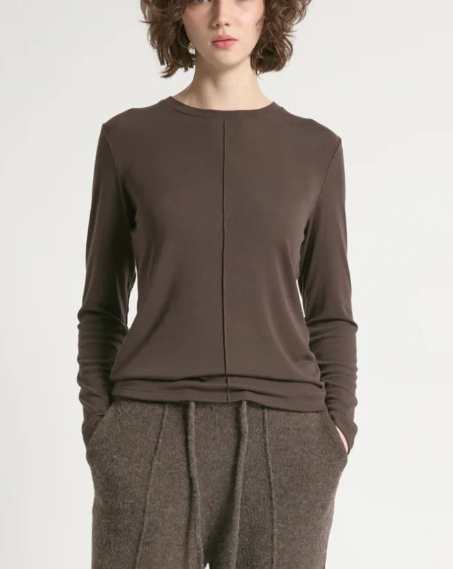 Ultra Stretch Tencel Front Seam Top - Mocha