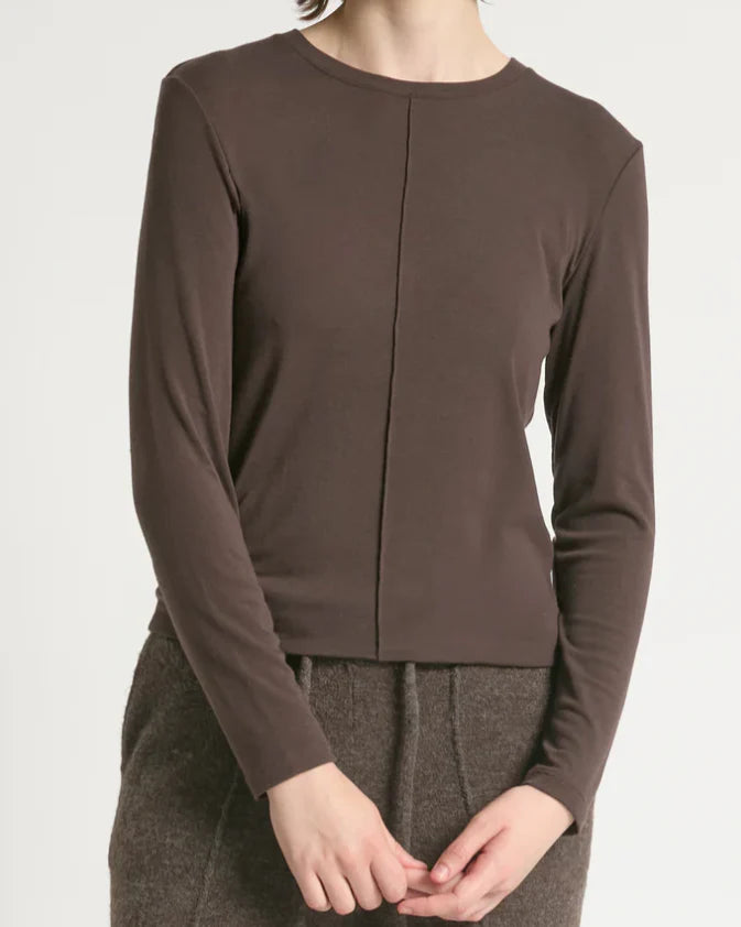Ultra Stretch Tencel Front Seam Top - Mocha