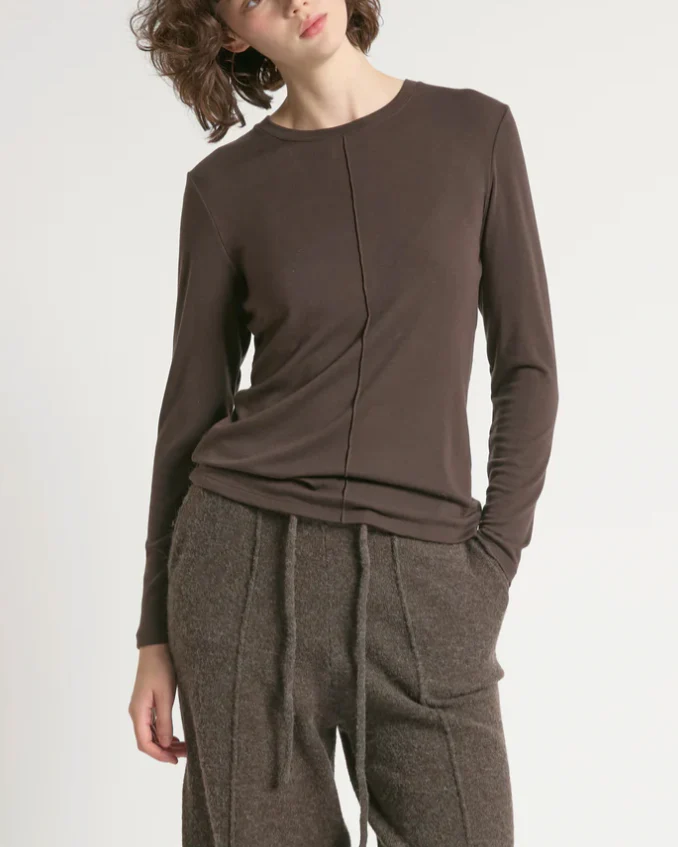 Ultra Stretch Tencel Front Seam Top - Mocha