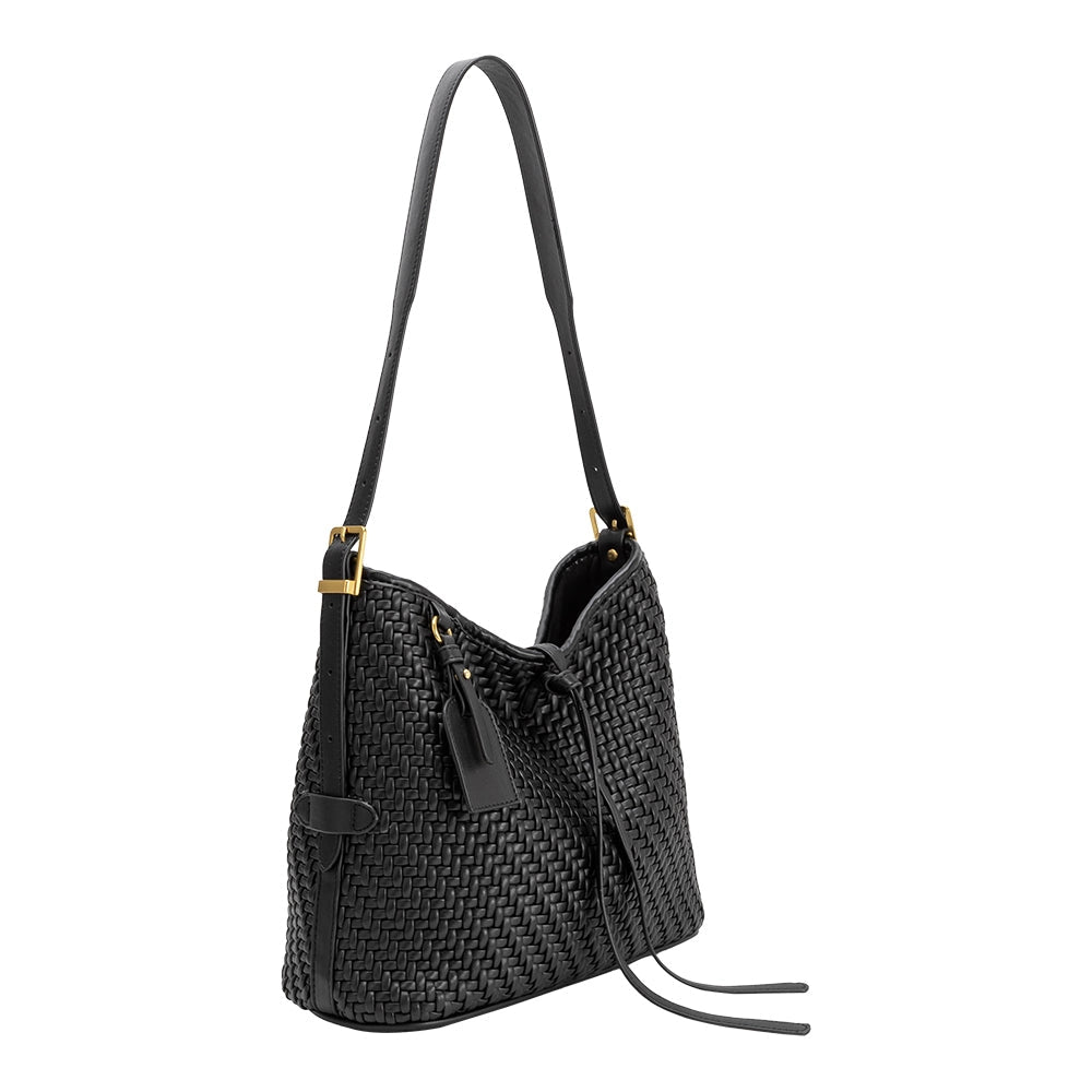 THALIA WOVEN TOTE - BLACK