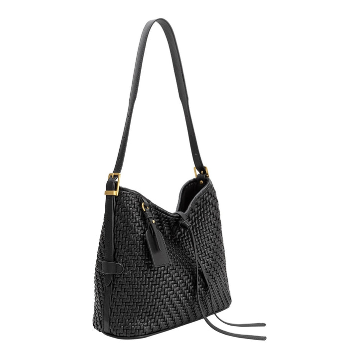 THALIA WOVEN TOTE - BLACK