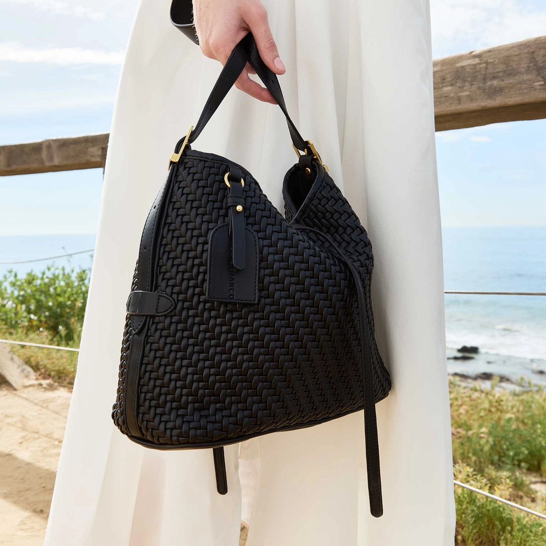 THALIA WOVEN TOTE - BLACK