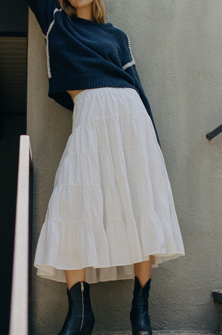 TIERED MIDI SKIRT