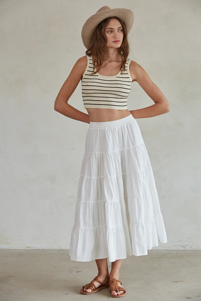 TIERED MIDI SKIRT