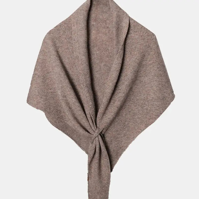 WOOL BLEND TRIANGLE SHAWL - KHAKI