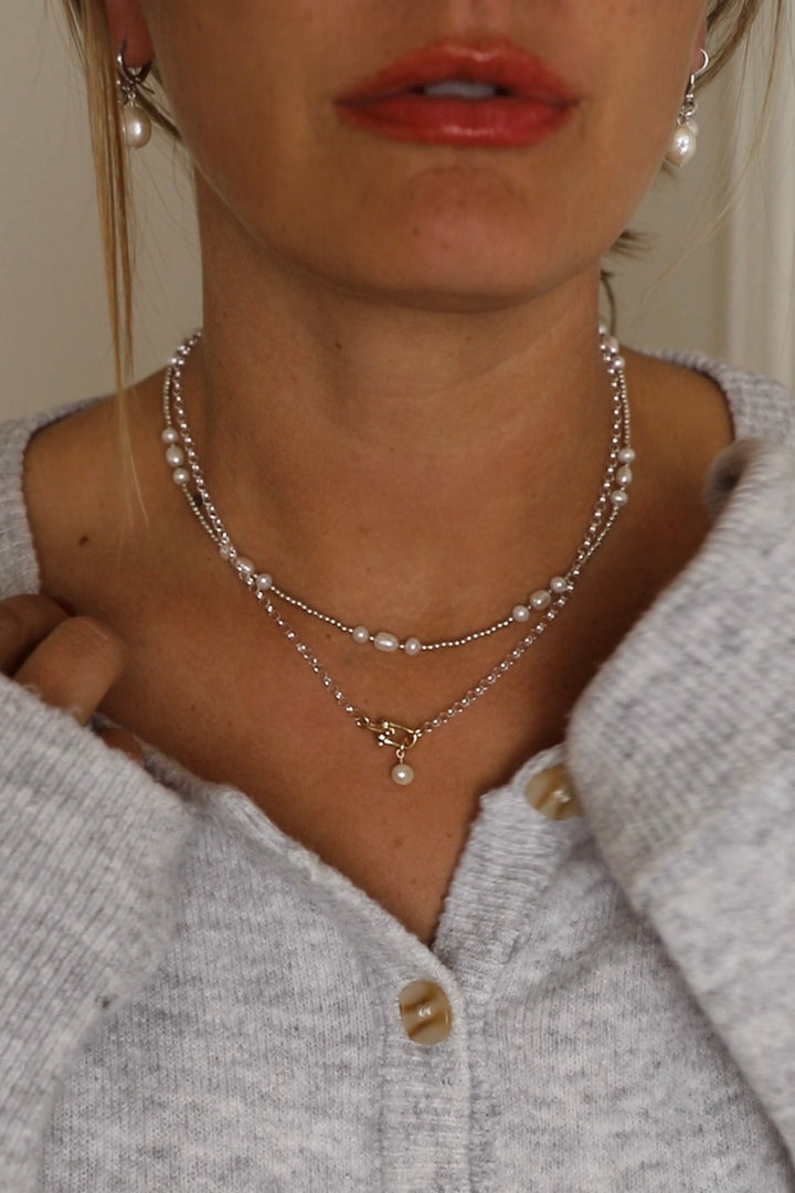 BEACHCOMBER PEARL NECKLACE- SILVER