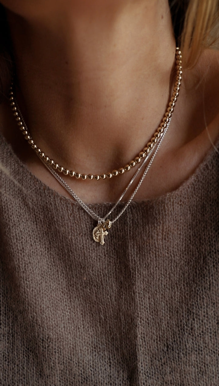 HEIRLOOM DOTTED CROSS CHARM- GOLD FILLED