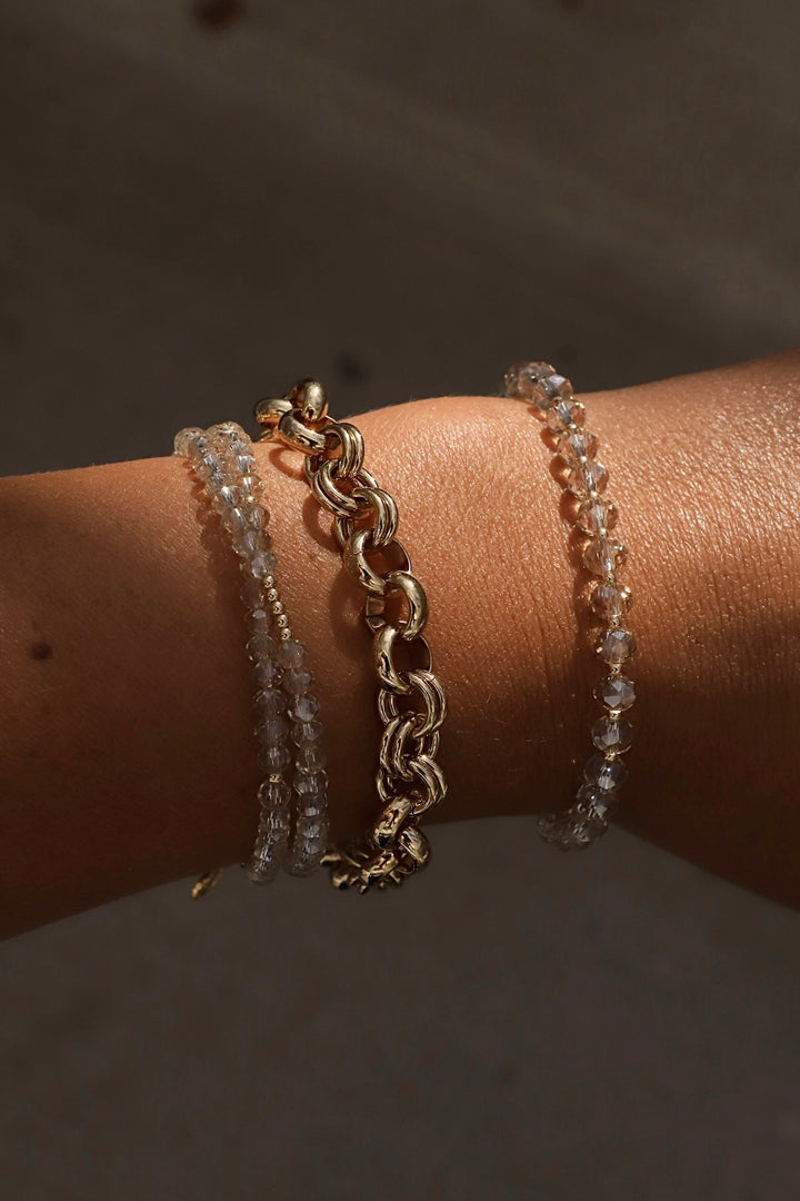 CHAMPAGNE CRYSTAL DOUBLE WRAP BRACELET