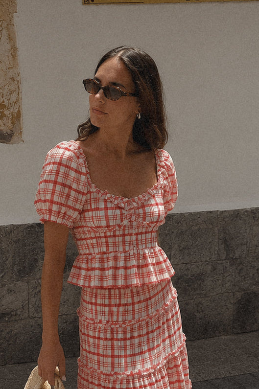 CLEMENCE PLAID BLOUSE