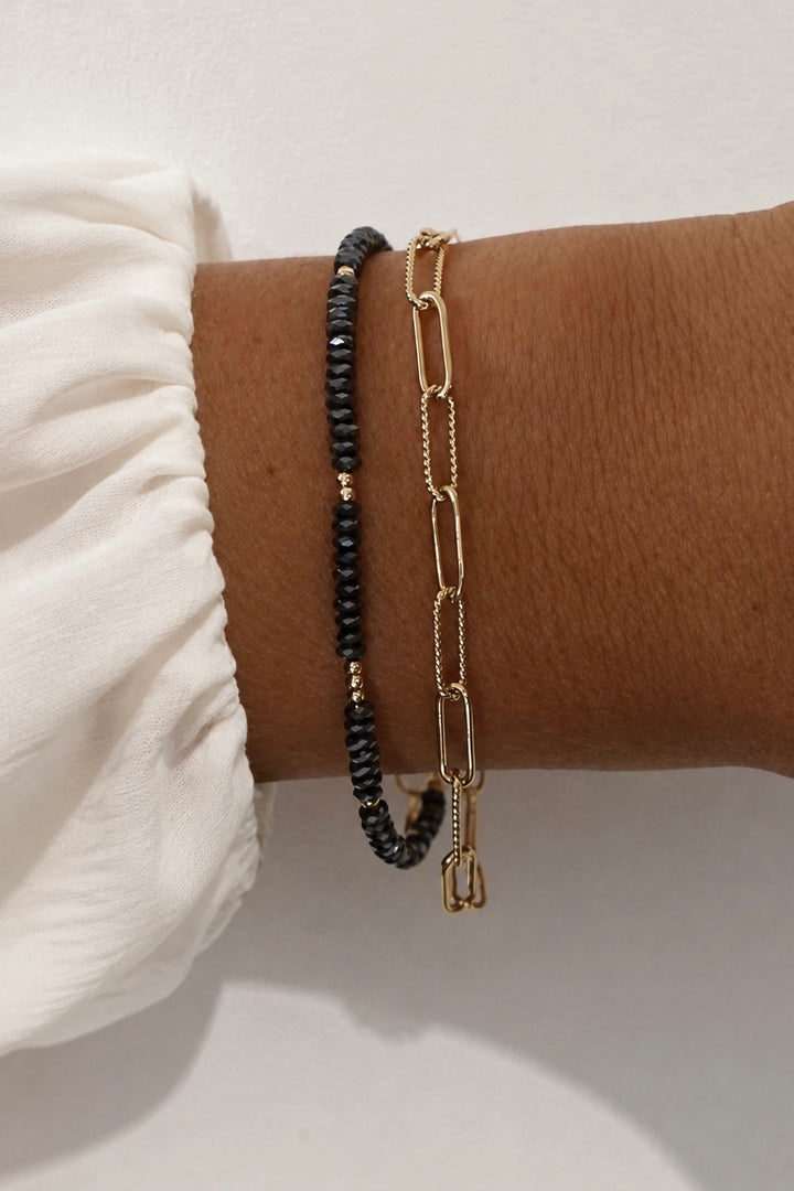 SHINY HEMATITE BEADED BRACELET