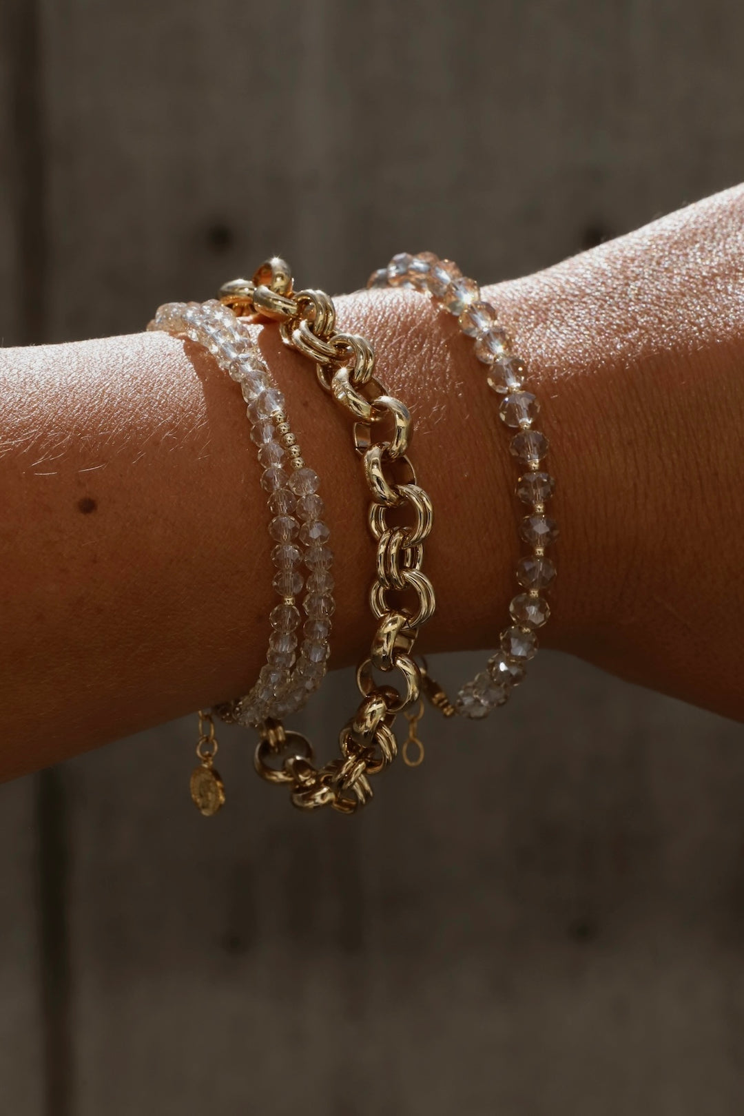 CHAMPAGNE CRYSTAL DOUBLE WRAP BRACELET