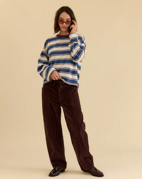 VILLA DRAWSTRING BARREL PANT - CHOCOLATE