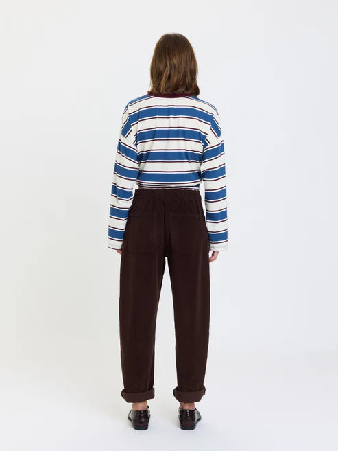 VILLA DRAWSTRING BARREL PANT - CHOCOLATE