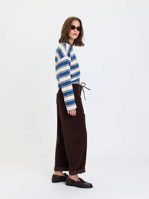 VILLA DRAWSTRING BARREL PANT - CHOCOLATE