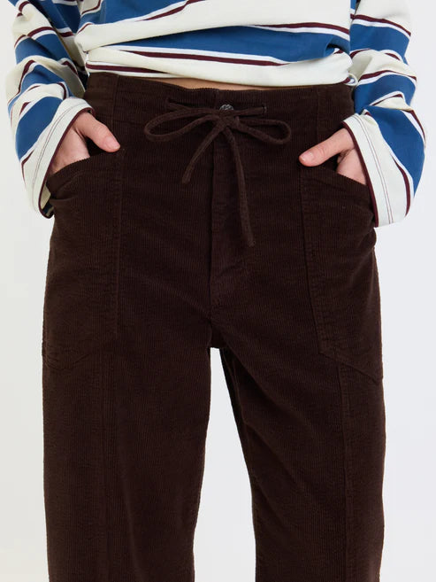 VILLA DRAWSTRING BARREL PANT - CHOCOLATE
