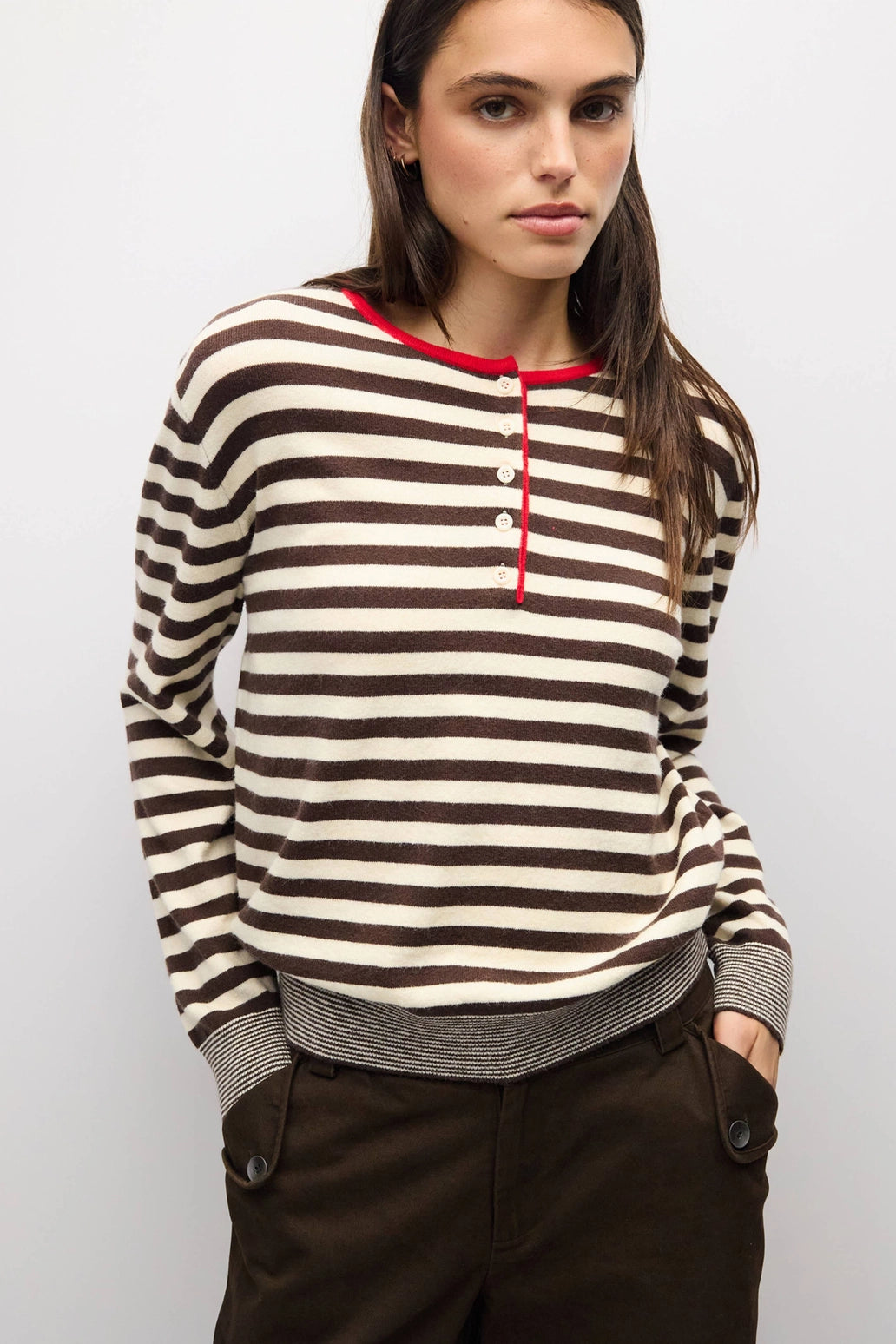 VIRGINIA SWEATER - BROWN + RED