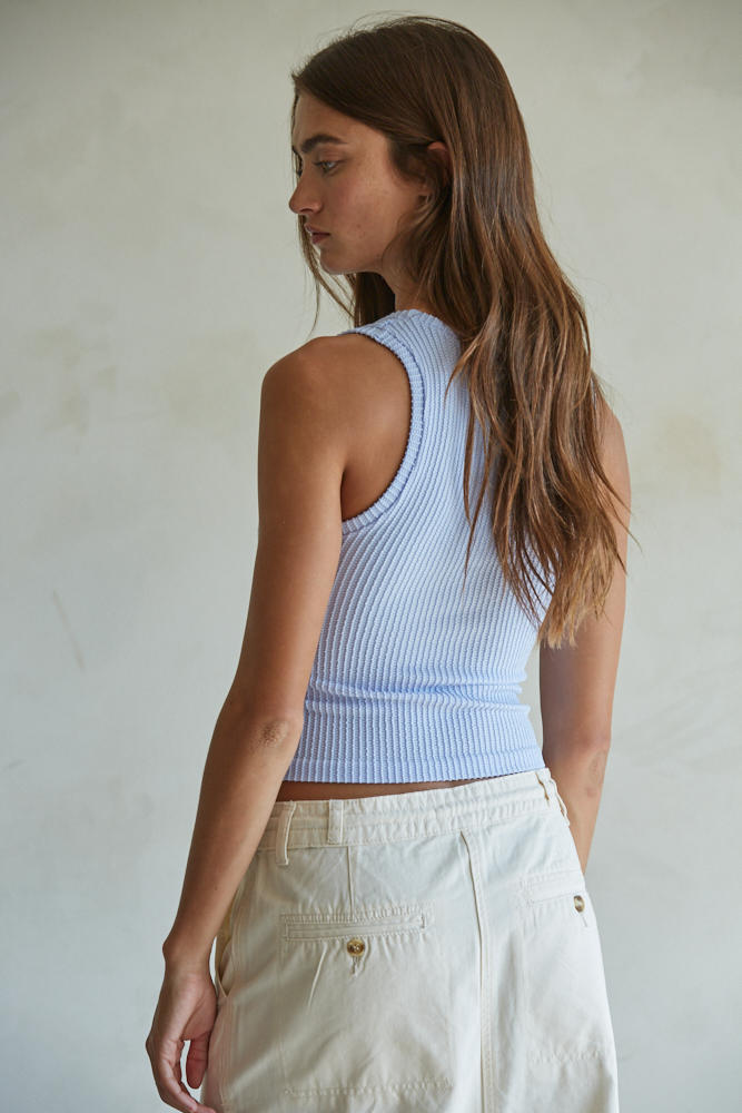 RIBBED V-NECK TANK