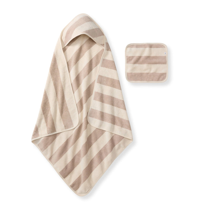 HOODED TOWEL + WASHCLOTH SET - OAT
