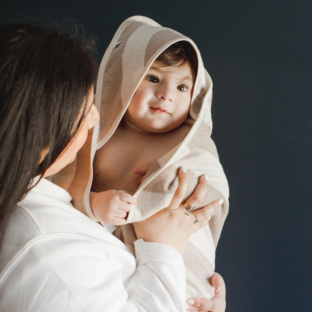 HOODED TOWEL + WASHCLOTH SET - OAT