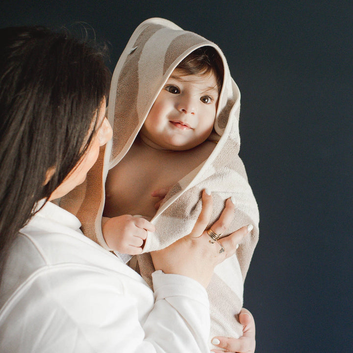 HOODED TOWEL + WASHCLOTH SET - OAT