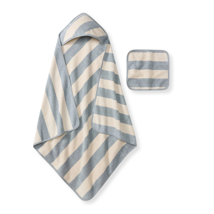 HOODED TOWEL + WASHCLOTH SET - BLUE
