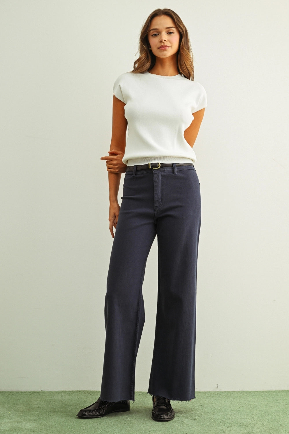 WIDE LEG PANT - NAVY