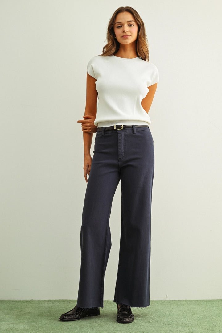 WIDE LEG PANT - NAVY