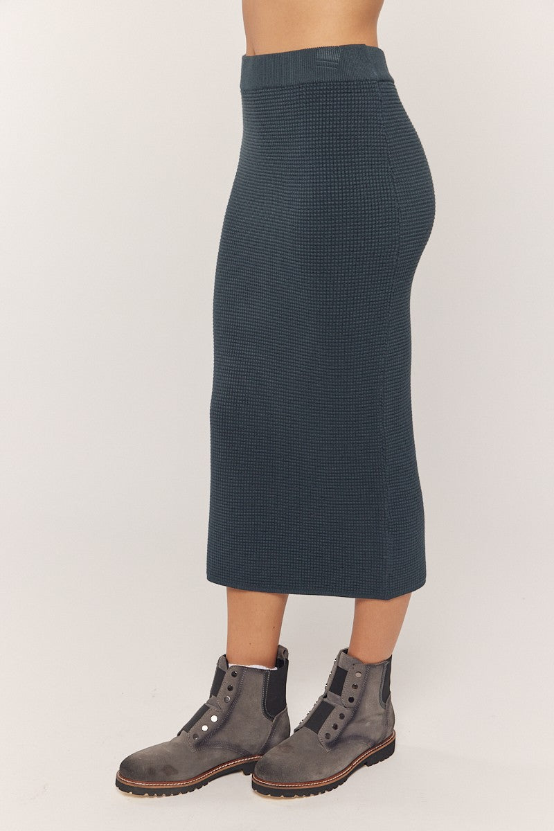 NINA WAFFLE KNIT MIDI SKIRT