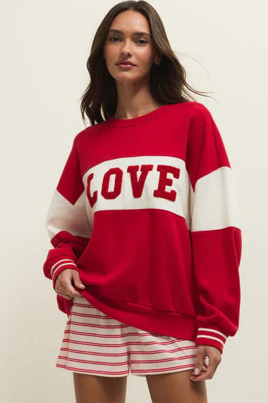 OVERSIZED LOVE SWEATSHIRT KISS ME RED