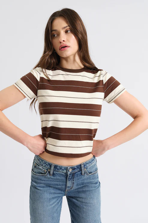 ZUMA STRIPED TEE - CHOCOLATE