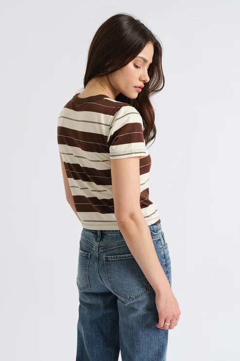 ZUMA STRIPED TEE - CHOCOLATE