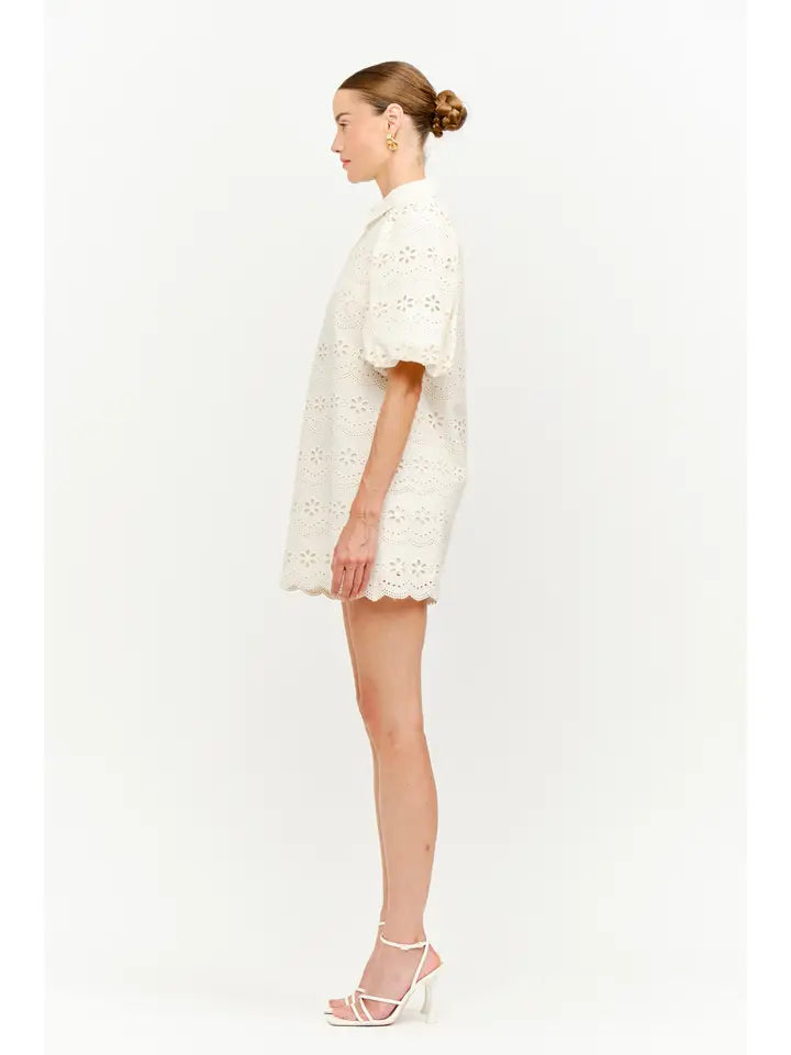 CARMINE EYELET DRESS