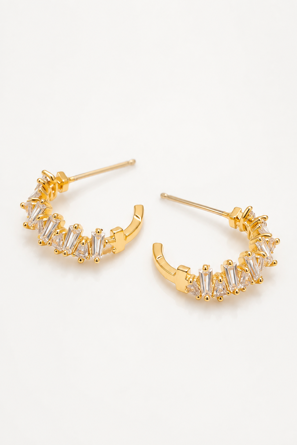 TAPERED BAGUETTE CZ HOOPS