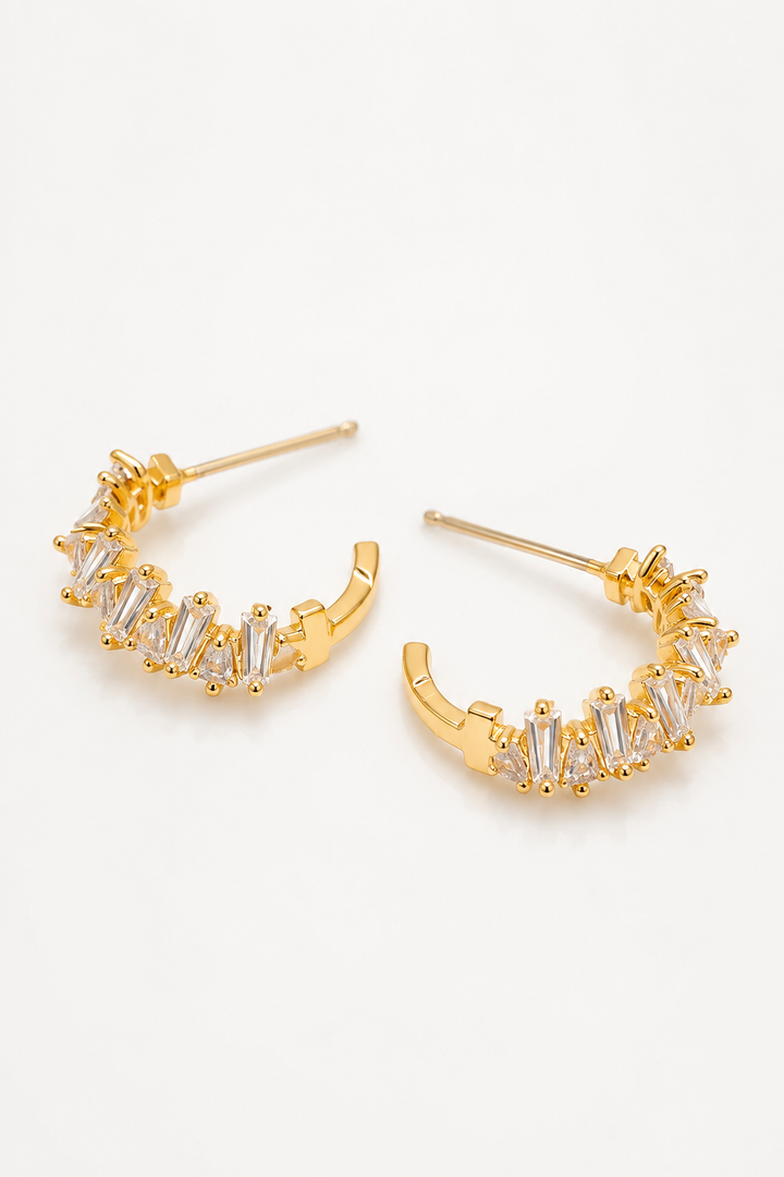 TAPERED BAGUETTE CZ HOOPS